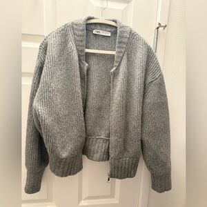 Zara Gray Knit Bomber